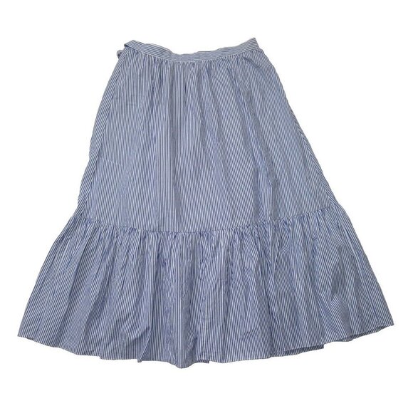 NWT  J.Crew Ruffle Wrap Skirt in Blue Shirting Stripe Cotton Poplin 10 - Picture 5 of 5